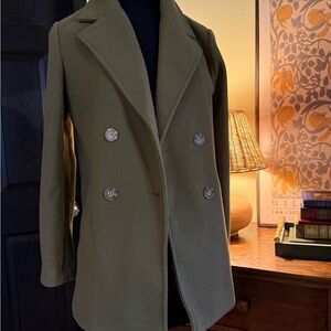 Rachel Zoe Olive Green Double-Breasted Pea Coat